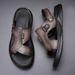 Top layer sheepskin summer new genuine beach shoes leather casual sandals men's slippers soft_desvips.com