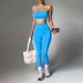 Women's Yoga Outfit Set Color Blocked Tube Top Peach Shaped Hip Slim Fit Trousers Fitness Sportswear Popular_desvips.com