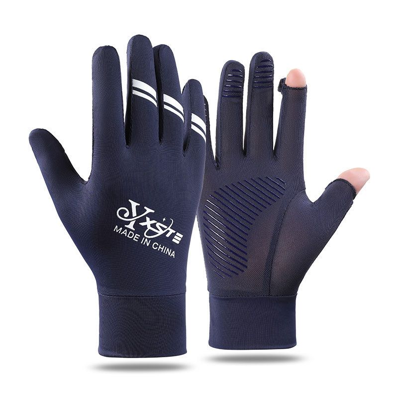 Cycling Gloves Sun Protection Gloves For Men Summer Fingerless Thin Ice Silk Breathable Letter Leak Two Finger Cycling Driving Fishing Gloves_desvips.com