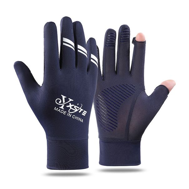 Cycling Gloves Sun Protection Gloves For Men Summer Fingerless Thin Ice Silk Breathable Letter Leak Two Finger Cycling Driving Fishing Gloves_desvips.com