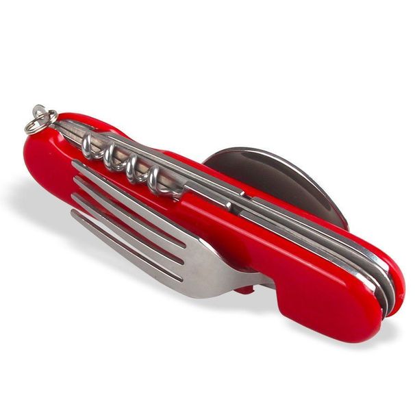 Multifunctional Foldable Stainless Steel Cutlery Set With Detachable Knife, Fork, And Spoon For Camping, Portable_desvips.com