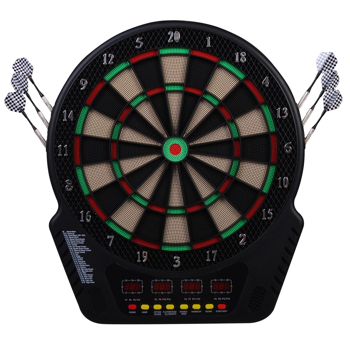 HOMCOM Electronic Dart Board Set – LED Score Display Auto Scoring 27 Games & 243 Variations 6 Darts & 24 Tips Sound Effects Supports 16 Players_desvips.com