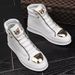 Athletic New Martin High-Top Metal Casual Leather Boots Men's Korean Style Trendy Street Dance Shoes_desvips.com