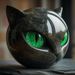 Black Cat Stone Figurine Resin Cat-Head Healing Stone Marble Texture Cat Stone Keepsake Gift Office Home Desktop Decoration_desvips.com