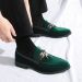 Dress Shoes Fashion Green Designer Men's Comfortable Pointed-Toe Leather Loafers For Men Evening Slip-on Mens Party_desvips.com