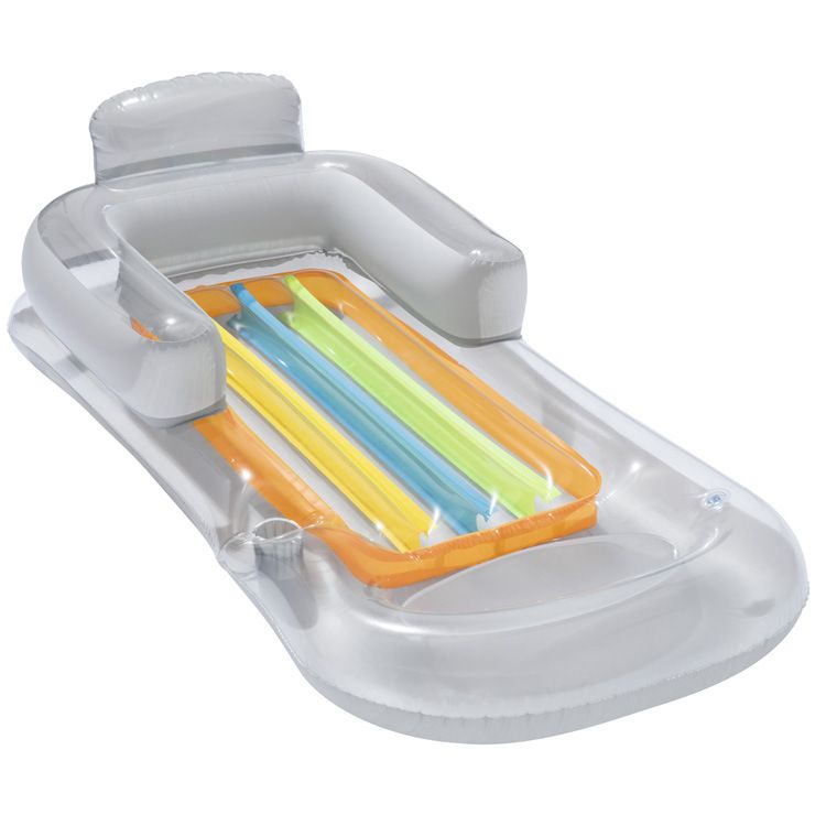 Swimming Rings Single Inflatable Water Bed With Armrests Cup Hole Backrest Luxury Lounge Chair Water Leisure Chair Adult Floating Row_desvips.com