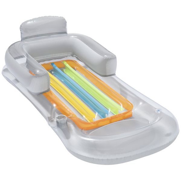 Swimming Rings Single Inflatable Water Bed With Armrests Cup Hole Backrest Luxury Lounge Chair Water Leisure Chair Adult Floating Row_desvips.com