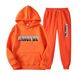 New Letter Print Men's And Women's Sportswear Fleece Two-Piece Loose Hooded Sweatshirt Set_desvips.com