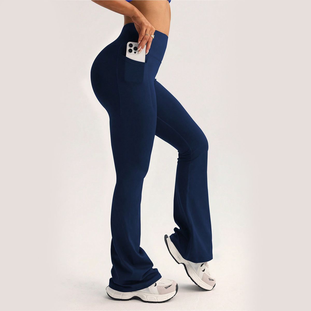 Side Pocket Peach Fitness Long Wide Leg High Waist Hip Lift Slimming Yoga Spring Summer Slightly Flared Pants_desvips.com