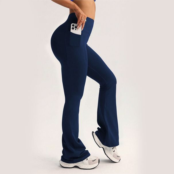 Side Pocket Peach Fitness Long Wide Leg High Waist Hip Lift Slimming Yoga Spring Summer Slightly Flared Pants_desvips.com