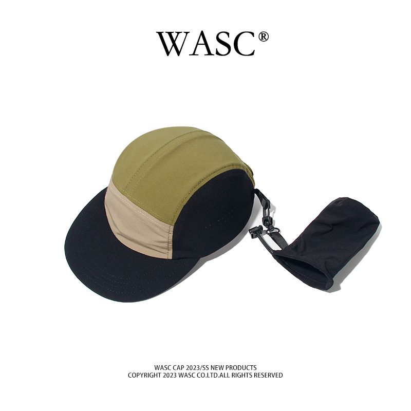 Unisex Quick Drying Foldable Baseball Cap Five Panel Design Flat Brim Color Block Thin Outdoor Cycling Japanese Style Hat_desvips.com