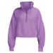 Autumn/Winter Thickened Women's Sports High Neck Half Zip Terry Cloth Sweatshirt, Loose Short Fitness Fleece Lined Sweatshirt Jacket_desvips.com