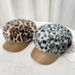 Winter New Fashion Plush Leopard Print Leather Brim Patchwork Octagonal Hat For Women, Face Slimming Elegant Mohair_desvips.com