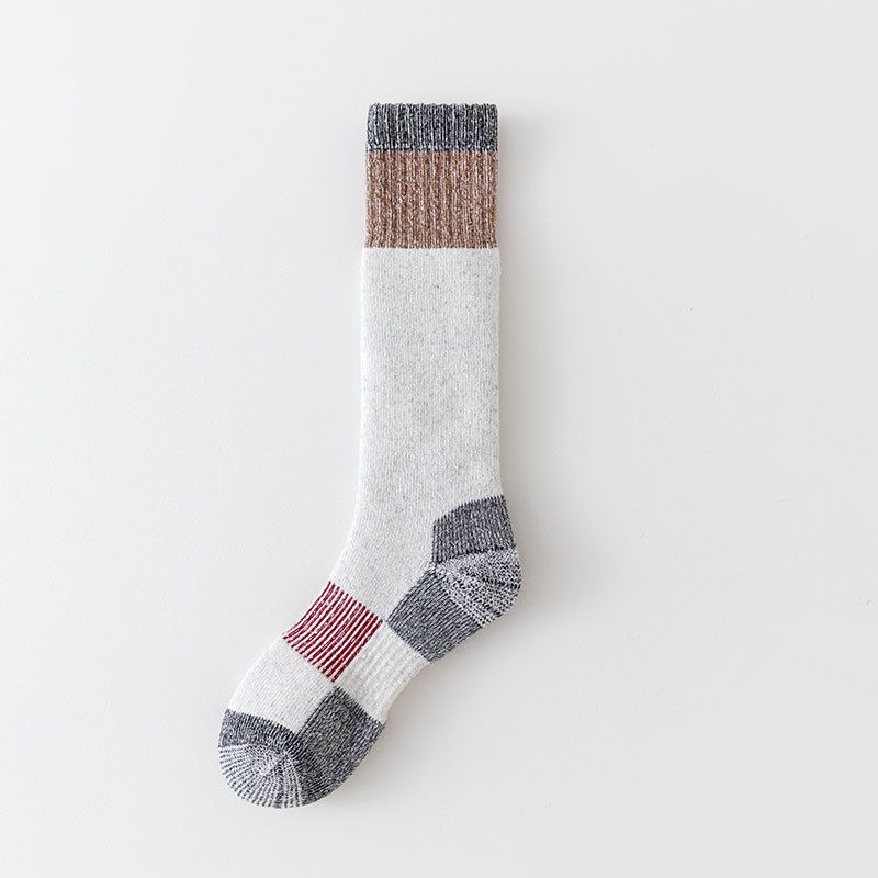 001 Autumn Winter Wool Thermal Men's Calf Thickened Fleece Outdoor Sports Long Cold-Proof Hiking Ski Socks_desvips.com