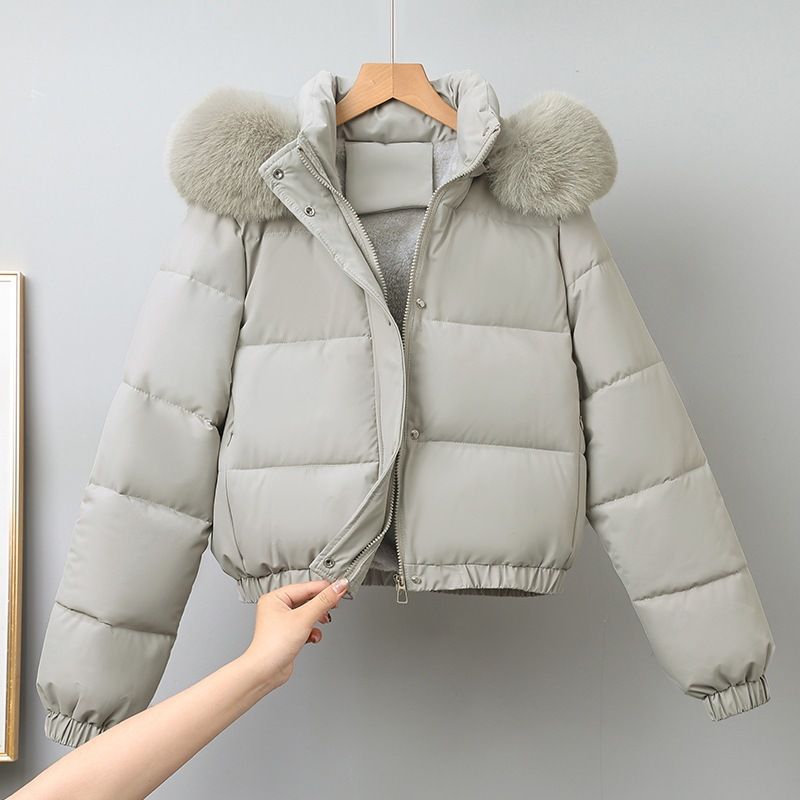 Women's Winter Jacket With Faux Fur Trim, Short Padded Coat, Thermal Lined, Slim Fit, Hooded, Zipper Closure, Casual & Elegant Style_desvips.com