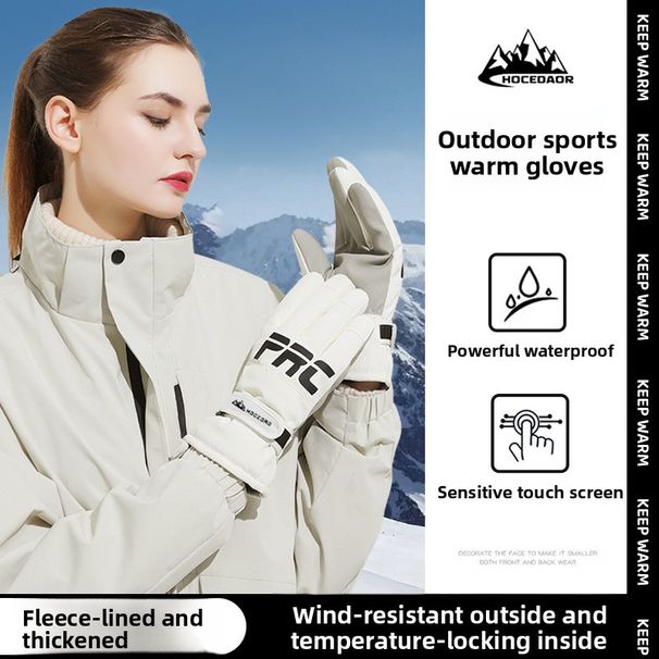 Winter Ski Gloves For Men And Women, Outdoor Riding Motorcycle Thickened Windproof Waterproof Warm Cotton Cold-Proof_desvips.com