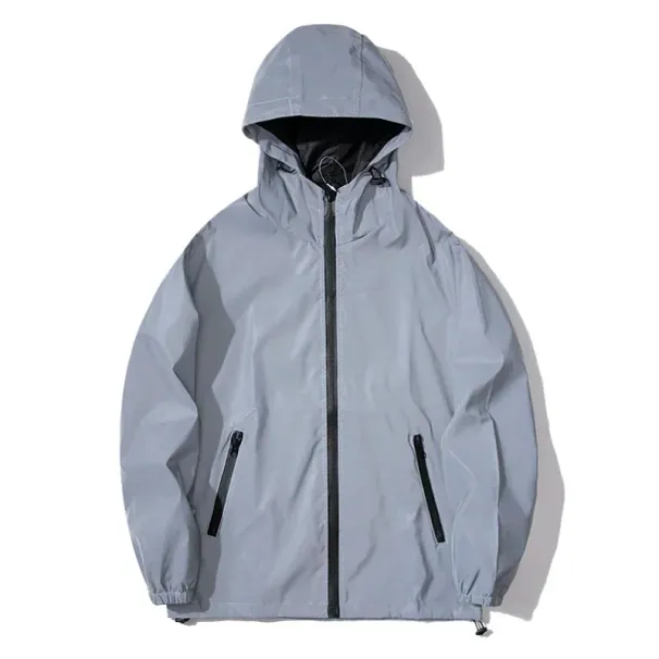 New Couple Night Reflective Clothing Solid Color Polyester Student Male Class Uniform Trendy Luminous Dancer Jacket_desvips.com