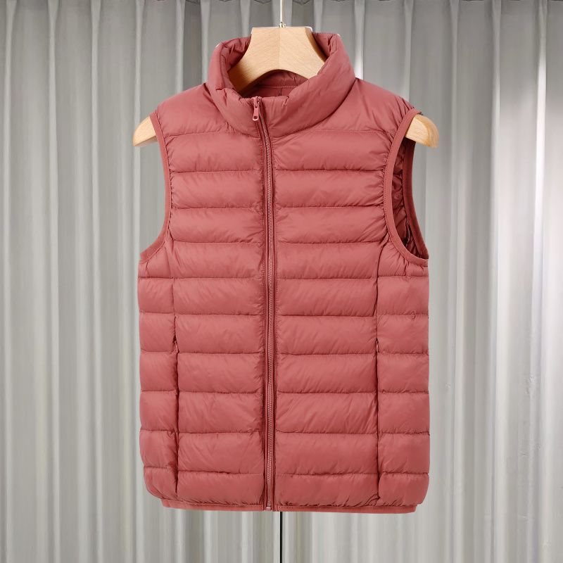 Slim Fit New Lightweight Vest For Women, Short Stand Collar Inner Liner, Warm Vest, Thin Down Jacket_desvips.com