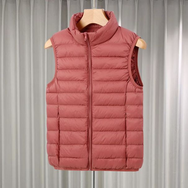 Slim Fit New Lightweight Vest For Women, Short Stand Collar Inner Liner, Warm Vest, Thin Down Jacket_desvips.com