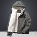 Men's Fleece-Lined Hooded Cotton Jacket - Winter Warm Workwear Coat With Sherpa Lining, Zipper Closure, Casual Outerwear For Urban Style_desvips.com