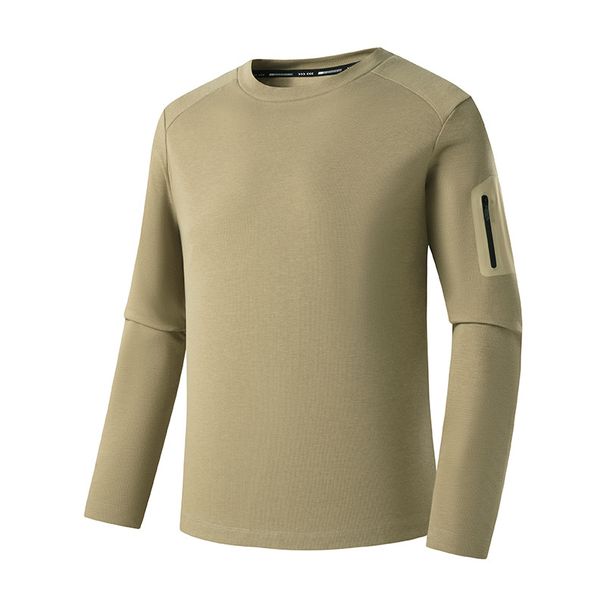 Label Free, Affordable Alternative Men's Outdoor Crew Neck Sweatshirt, Autumn And Winter Warm Base Layer, Combed Cotton Sports Long Sleeved Top._desvips.com
