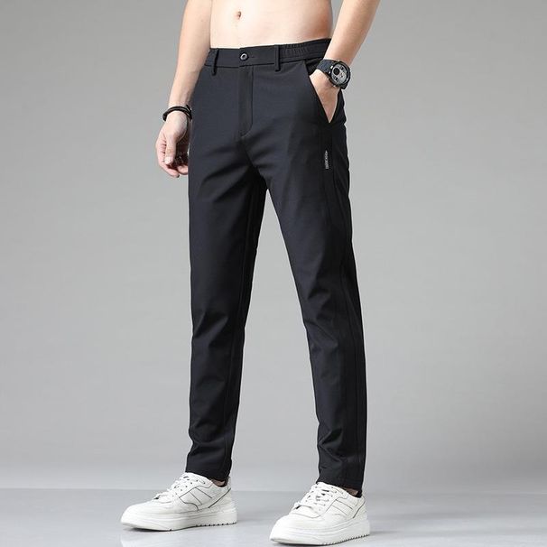 Men's Summer Ice Silk Casual Straight Loose Elastic Thin Quick-Dry Sports Long Pants, Breathable_desvips.com