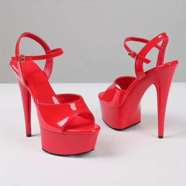 Stylish Women S High Heels Stiletto Sexy Party Peep Toe Platform Ankle Buckle Strap Wedding Sandals Bright Patent_desvips.com