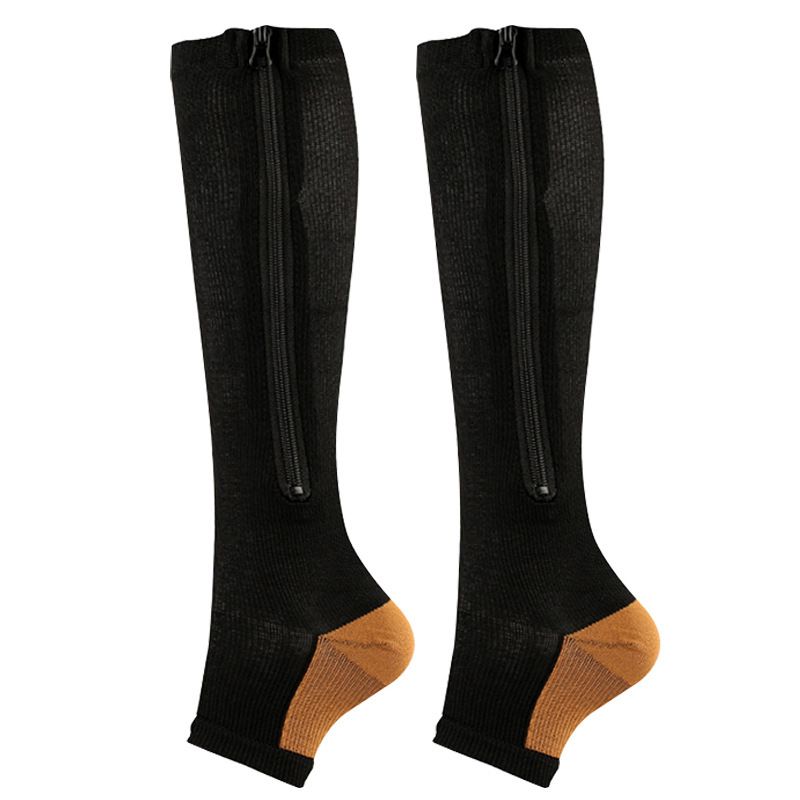 Sports Socks Women's Open Toe Compression Stockings Zipper Elastic Leg Lengthening Calf Socks Sports Outdoor Accessories_desvips.com