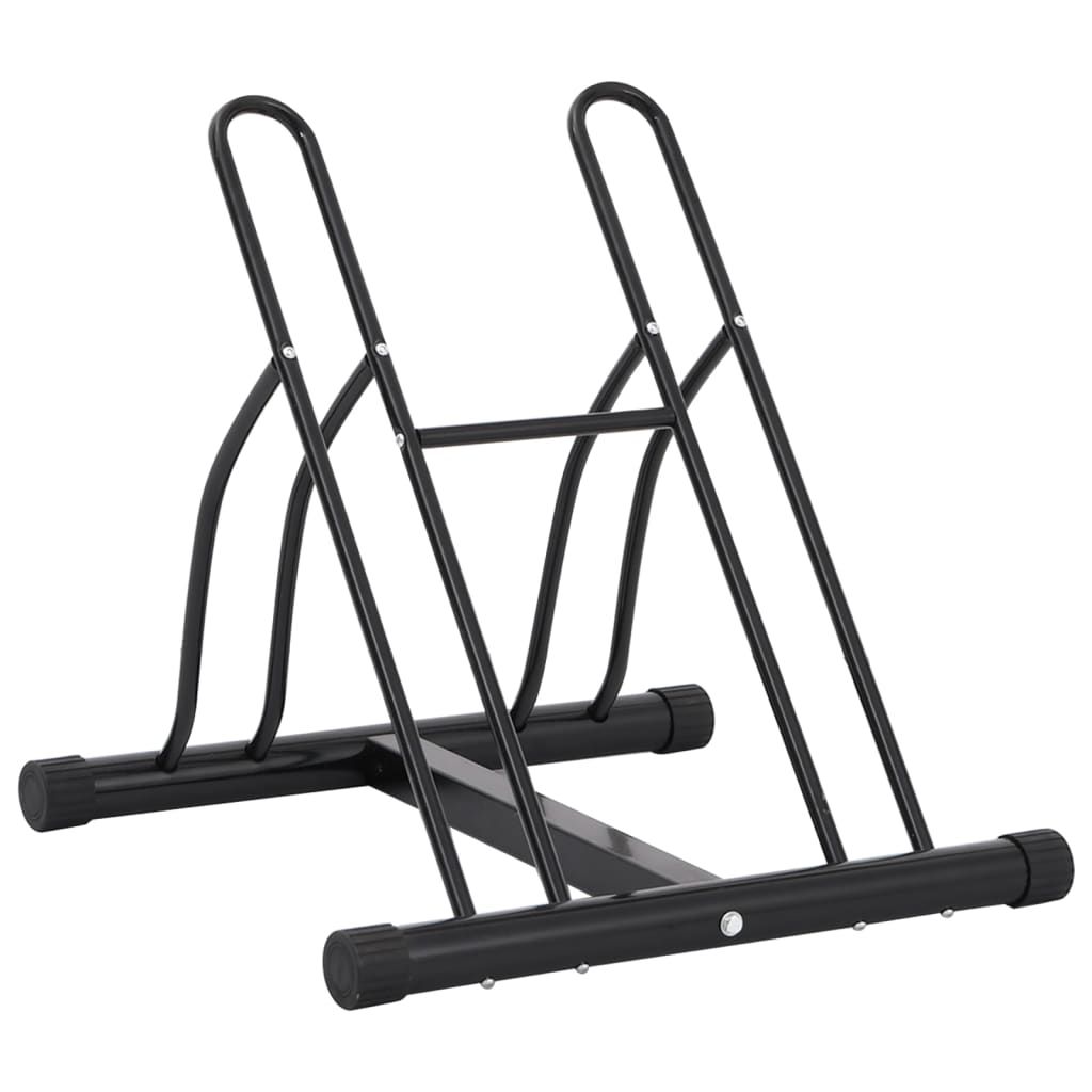 Black Steel Bike Rack - Durable And Corrosion-Resistant - Stable Structure - Non-Slip Rubber Caps - Includes Mounting Hardware_desvips.com