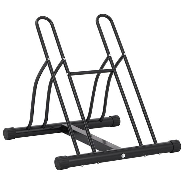 Black Steel Bike Rack - Durable And Corrosion-Resistant - Stable Structure - Non-Slip Rubber Caps - Includes Mounting Hardware_desvips.com