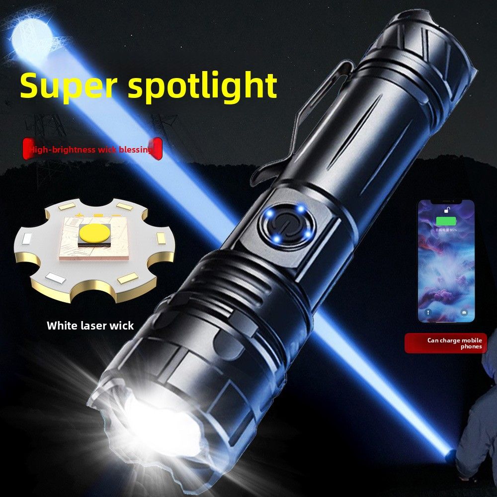 White Laser Type-C Rechargeable Portable Pen Clip Power Indicator Zoom Flashlight_desvips.com