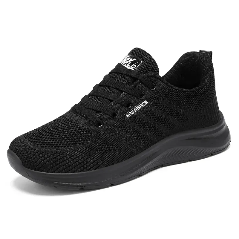 New Simple Men Sports Athleisure Lightweight Breathable Runners Tennis Shoes Black Free Shipping_desvips.com