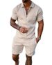 Men's Fashion Casual Suit 3D Digital Printing Zipper Short Sleeve Men's Shorts_desvips.com