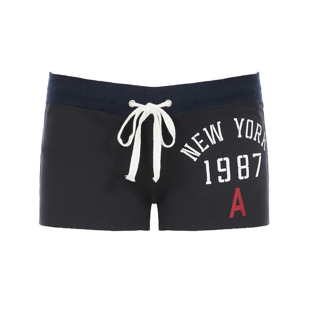 European And American Sports Letter Embroidery Contrasting Color Basic Casual Shorts, Low-waisted Street Style Tie-up_desvips.com