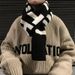 Letter Couple Scarf Men Winter 2025 New Style Gift For Boyfriend Versatile Trendy Men's Christmas Neck Warmer_desvips.com