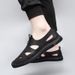 Breathable sandals, trendy new 2024 summer bean perforated leather shoes, soft leather, men's beach versatile,_desvips.com