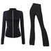 Women's Flared Leggings & Stand Collar Jacket Set - High Waist Tummy Control Workout Outfit For Running & Gym_desvips.com