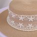 French Country Style Pearl Lace Ribbon Butterfly Fresh Straw For Outdoor Versatile Beach Vacation Sun Protection Hat_desvips.com