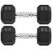 Ensemble D'haltères Courtes, Lot De 2 Haltères Hexagonaux Recouverts De Caoutchouc, Acier Noir_desvips.com