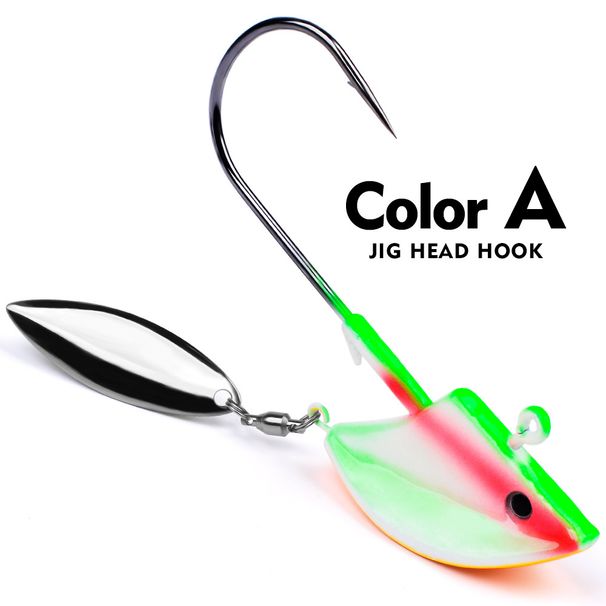 Willow Blade Non-Tipping Lead Head Anti-Hook Bottom Lure JIG Soft Worm Hook With Rotating Spinner_desvips.com