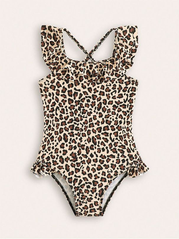 2025 New Cross-Border European And American Leopard Print Children's Baby Swimwear One-Piece Swimsuit For Girls,_desvips.com