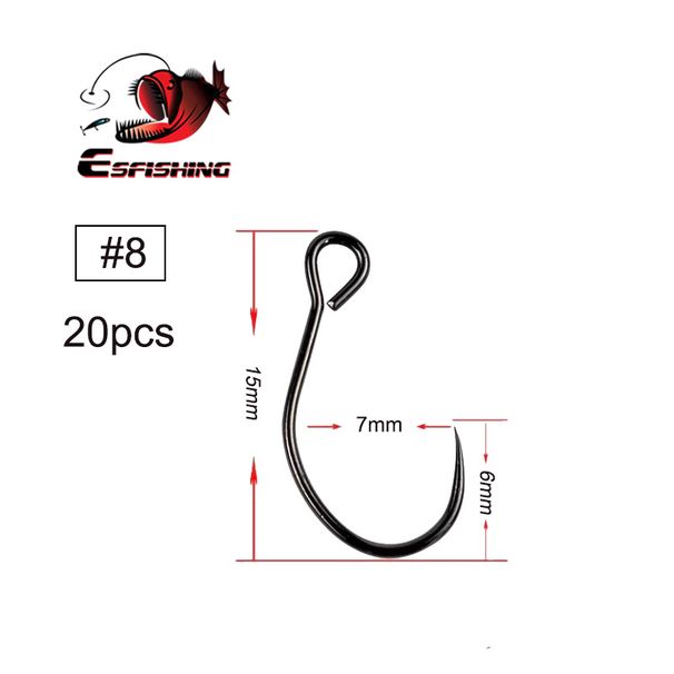 KESFISHING Barb Fishing Hook High Carbon Steel Worm Hook 2,4,6,8 Fishing Accessories Big Eye For Soft Worm Lures_desvips.com