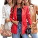 Women's Clothing Street Style Pure Color Casual Fashion Three color Leather Jacket _desvips.com