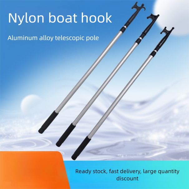 Lifeboat Aluminum Alloy Three-Section Telescopic Hook Nylon Thickened Speedboat Tug Boat Fishing Rope Salvage Rod_desvips.com