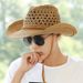 Outdoor Straw For Men Summer Beach Western Cowboy Men's Protection Sun Hat Wide Brim_desvips.com
