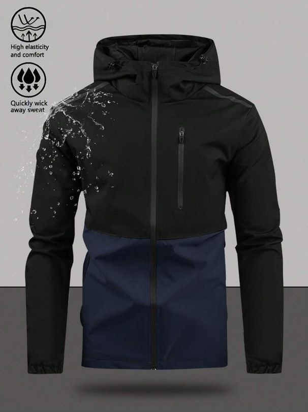 Spring And Autumn Men's Cross-border Outdoor Sports Casual Trendy Versatile Windproof Hooded Color-block Jacket_desvips.com