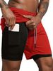 Men'S Casual Athletic - Breathable, Lightweight Polyester, Red With Black Side Pockets And Waistband, Perfect For_desvips.com