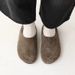 Genuine Leather Wool For Women, Thick Sole, Warm, Closed Toe, Half Lazy, Thickened And Fleece Lined_desvips.com
