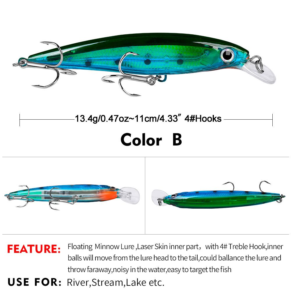 Long Casting 11cm, 13.4g Lure Fishing Minnow Plastic Hard Bionic Black Fish All-purpose Bait_desvips.com