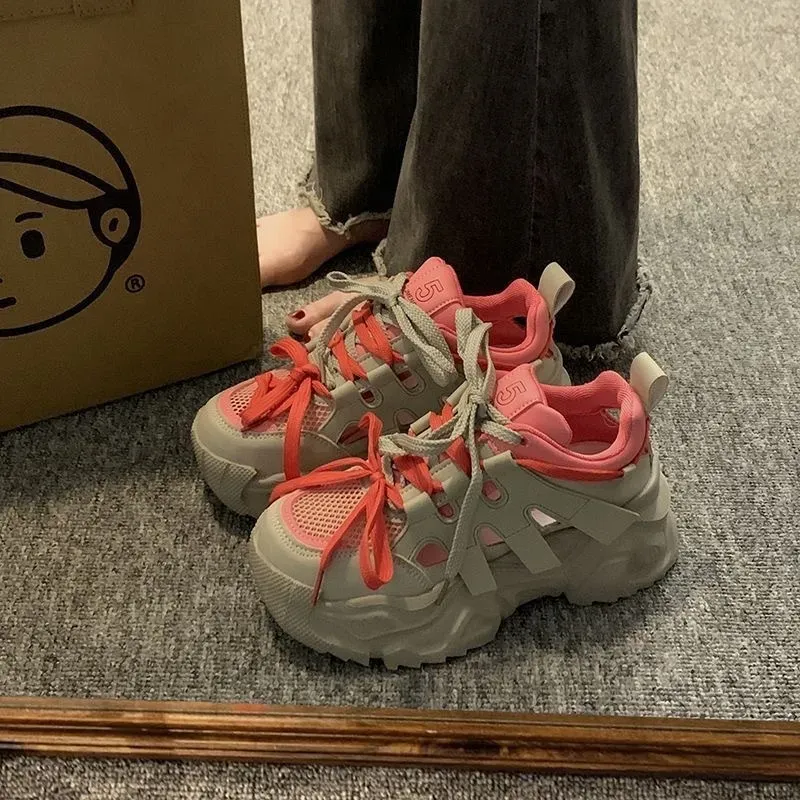 Mesh Dad 2024 Spring Summer New Versatile Lightweight Small Tall Thick Sole Casual Sports Shoes For Women C4c8_desvips.com